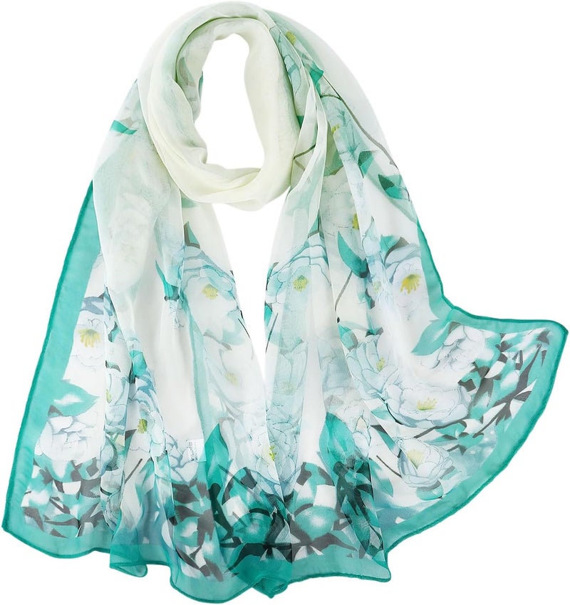 E-Clover Herebuy - Unique Women's Floral Scarves: Chiffon Flowers & Birds Printed Scarf - Image 1